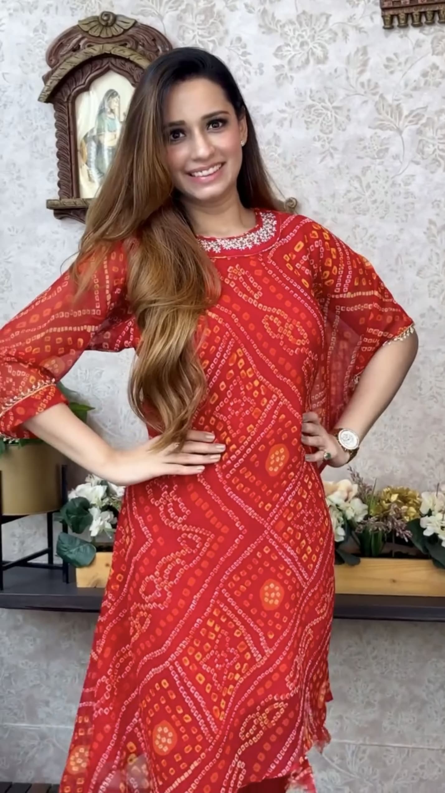 Export Chinnon Premium Bhandej Hand Work Kaftan Pattern Kurti With Premium Pant At Manufacturing Rate (WACD126)01