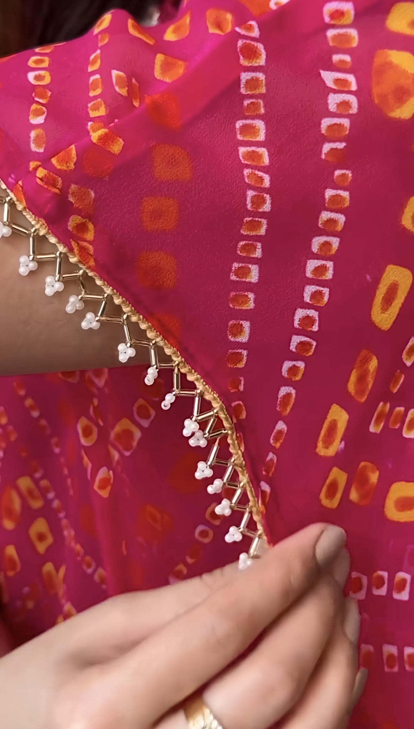 Export Chinnon Premium Bhandej Hand Work Kaftan Pattern Kurti With Premium Pant At Manufacturing Rate (WACD126)01
