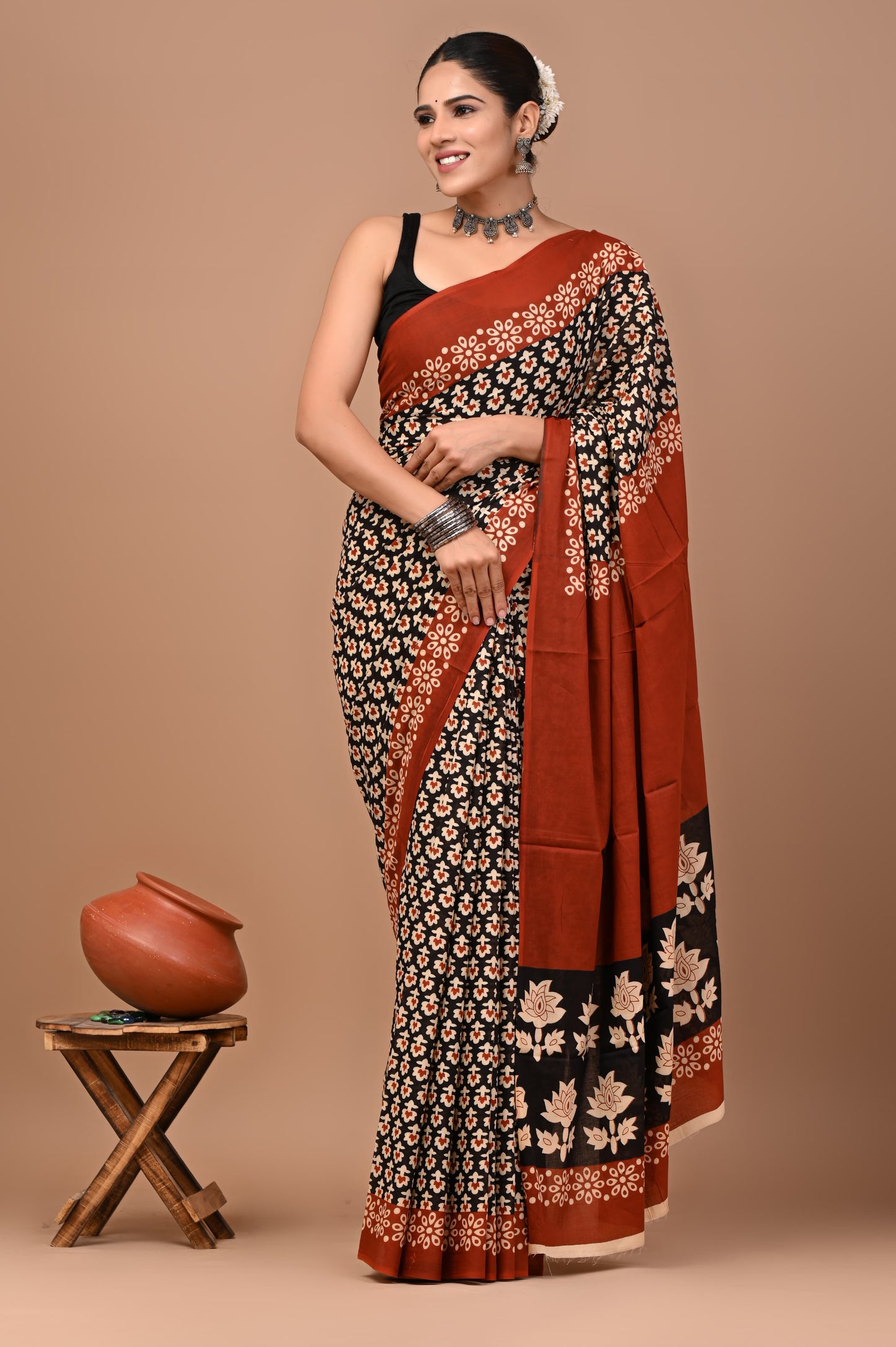 New Exclusive Block Printed Pure Cotton Saree 72