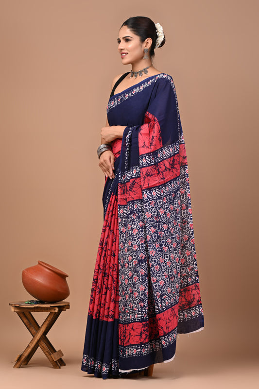Exclusive Premium Hand Block Printed Pure Cotton Saree 47