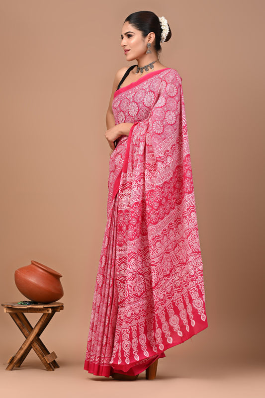 Exclusive Premium Hand Block Printed Pure Cotton Saree 45