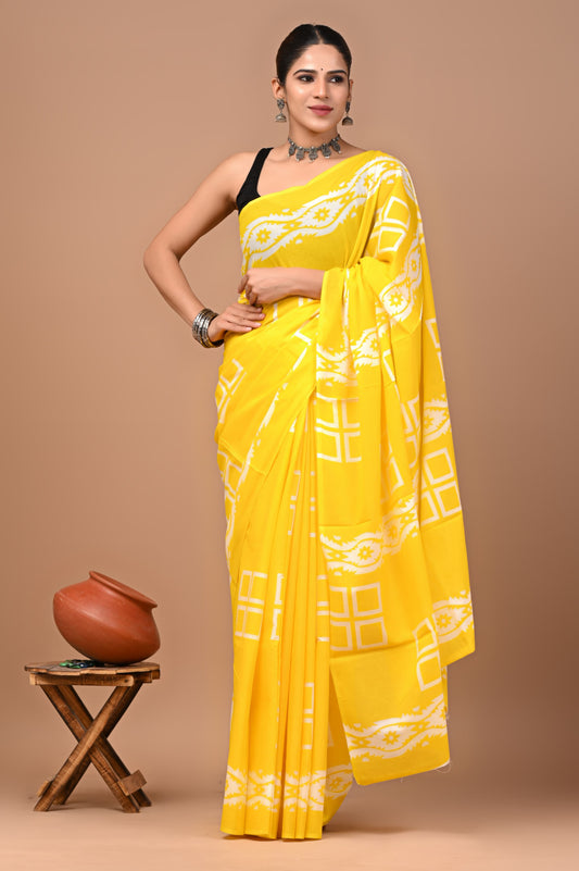 Exclusive Premium Hand Block Printed Pure Cotton Saree 36