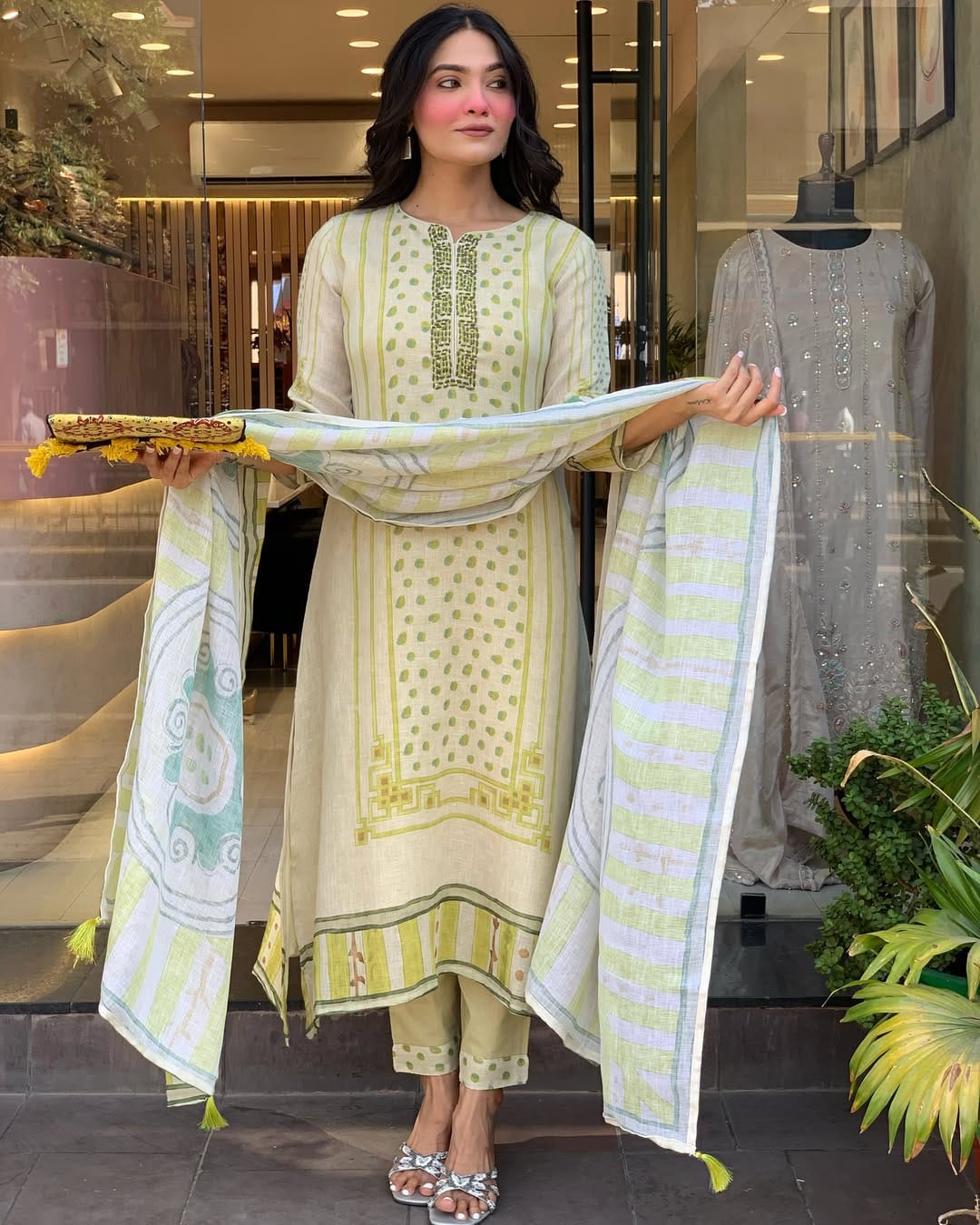 Chanderi-Silk Embroidered Printed (WARED460)