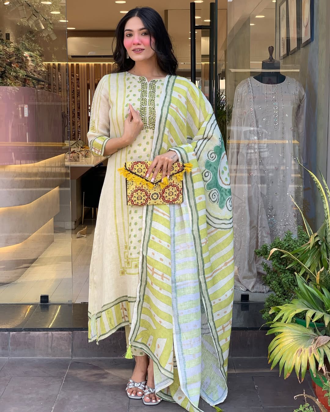 Chanderi-Silk Embroidered Printed (WARED460)