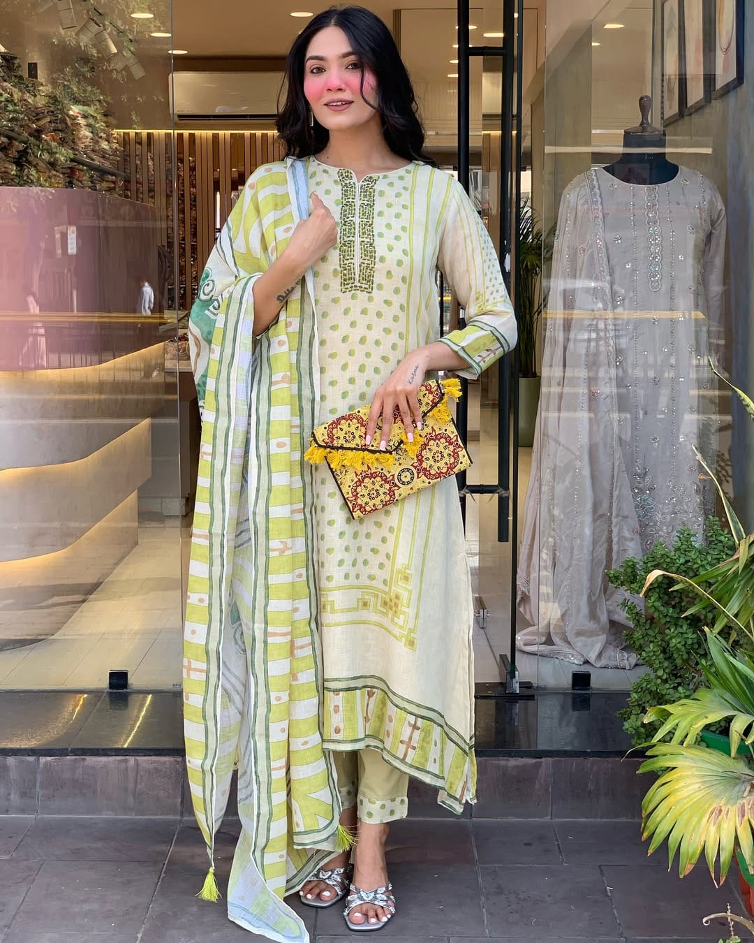 Chanderi-Silk Embroidered Printed (WARED460)