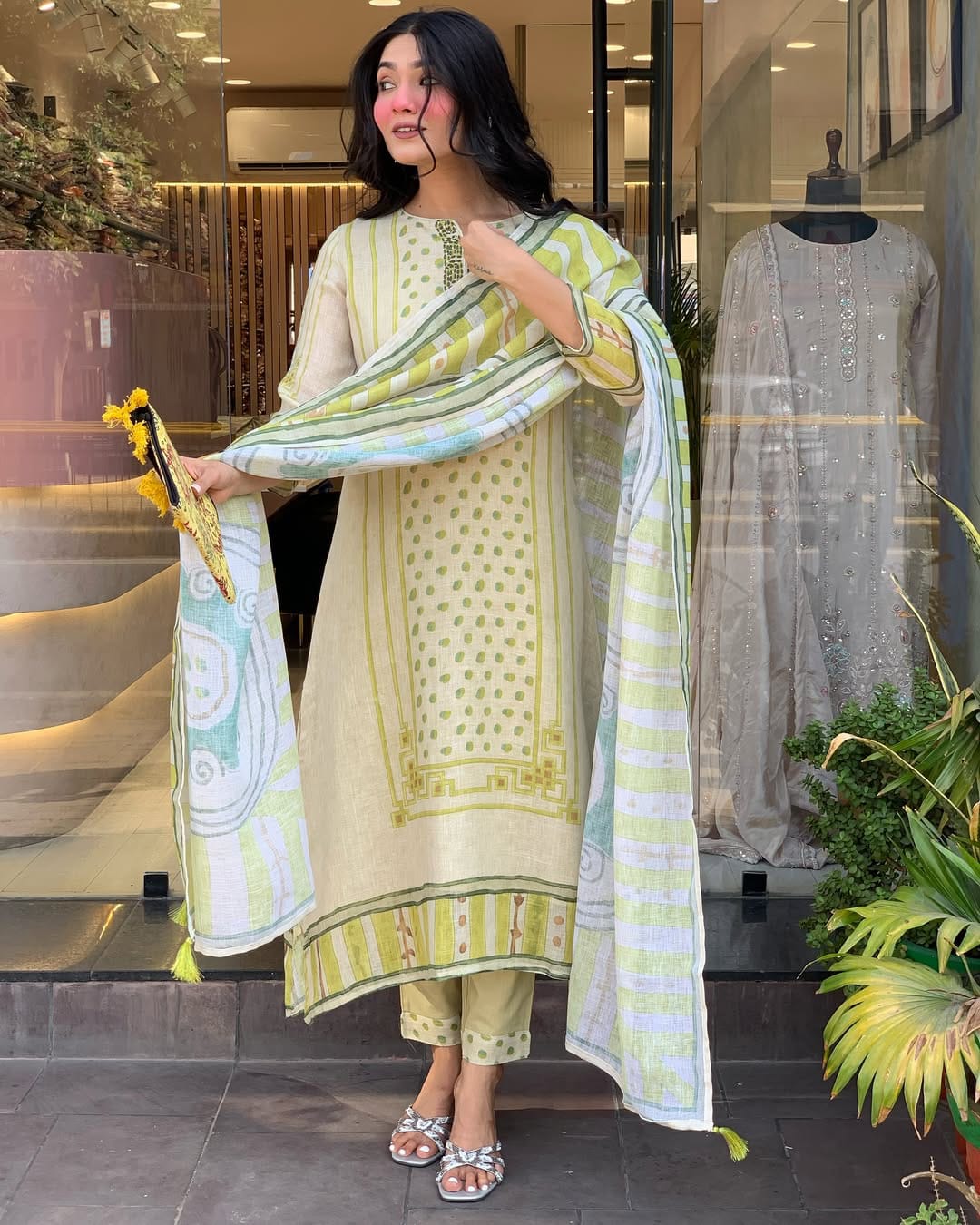 Chanderi-Silk Embroidered Printed (WARED460)