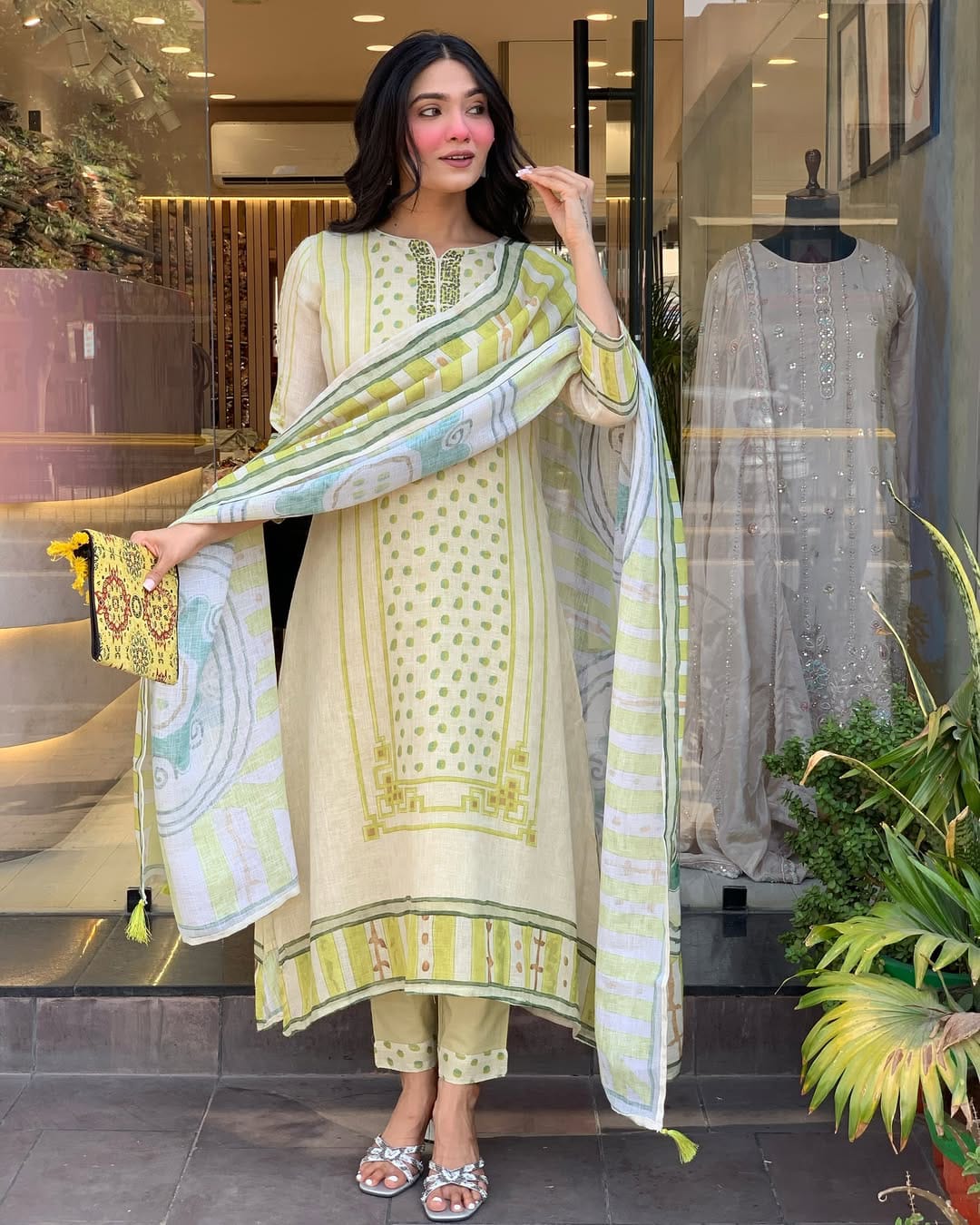 Chanderi-Silk Embroidered Printed (WARED460)