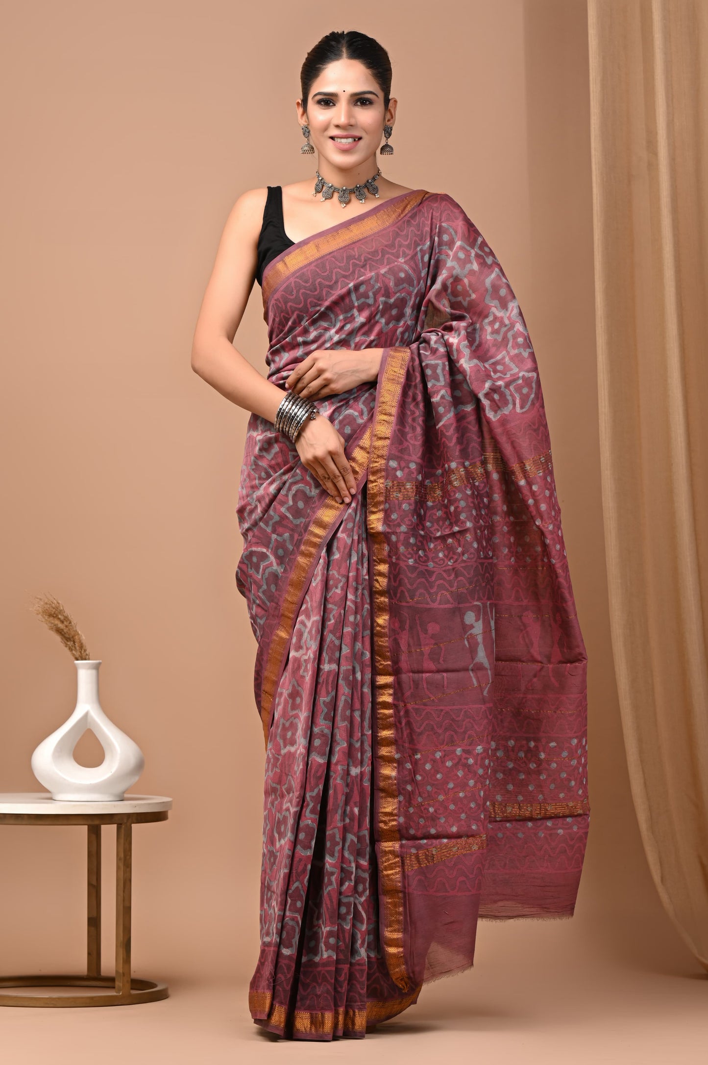 Premium Maheshwari Silk Saree (SWSRMAH82)