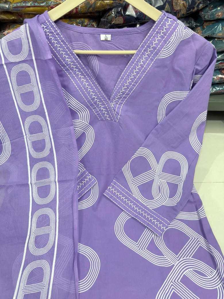 ๐ Beautiful Cottan Kurtis pent with Mulmal duptta ๐(WARED472)