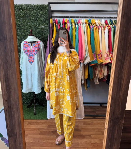 frock style kurti with pattern pant (WARED476)