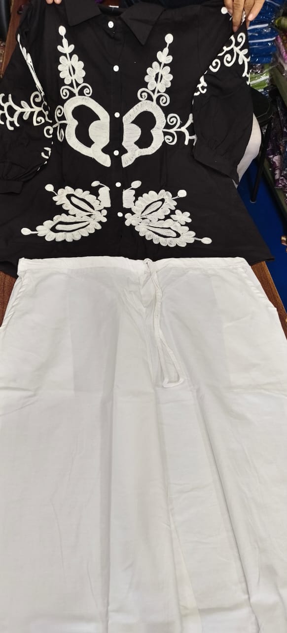 👉🏻Pure cotton 60*60 top With bell bottom poplin pant(WACD148)