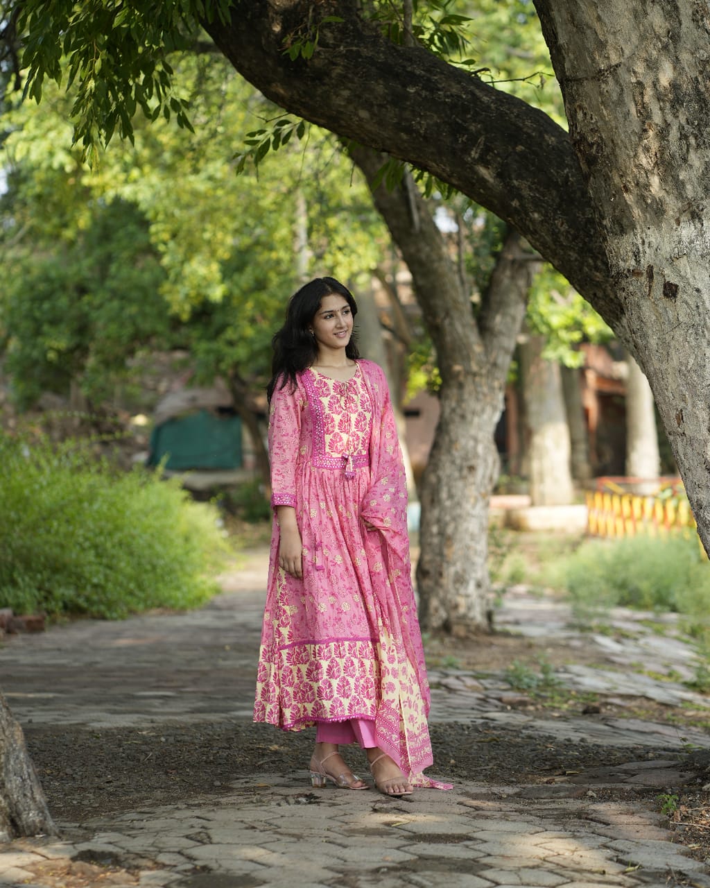 Beautiful Heavy quality cotton Fabric designer festive wear frock style kurti with pattern pant with mirror work(WARED465)
