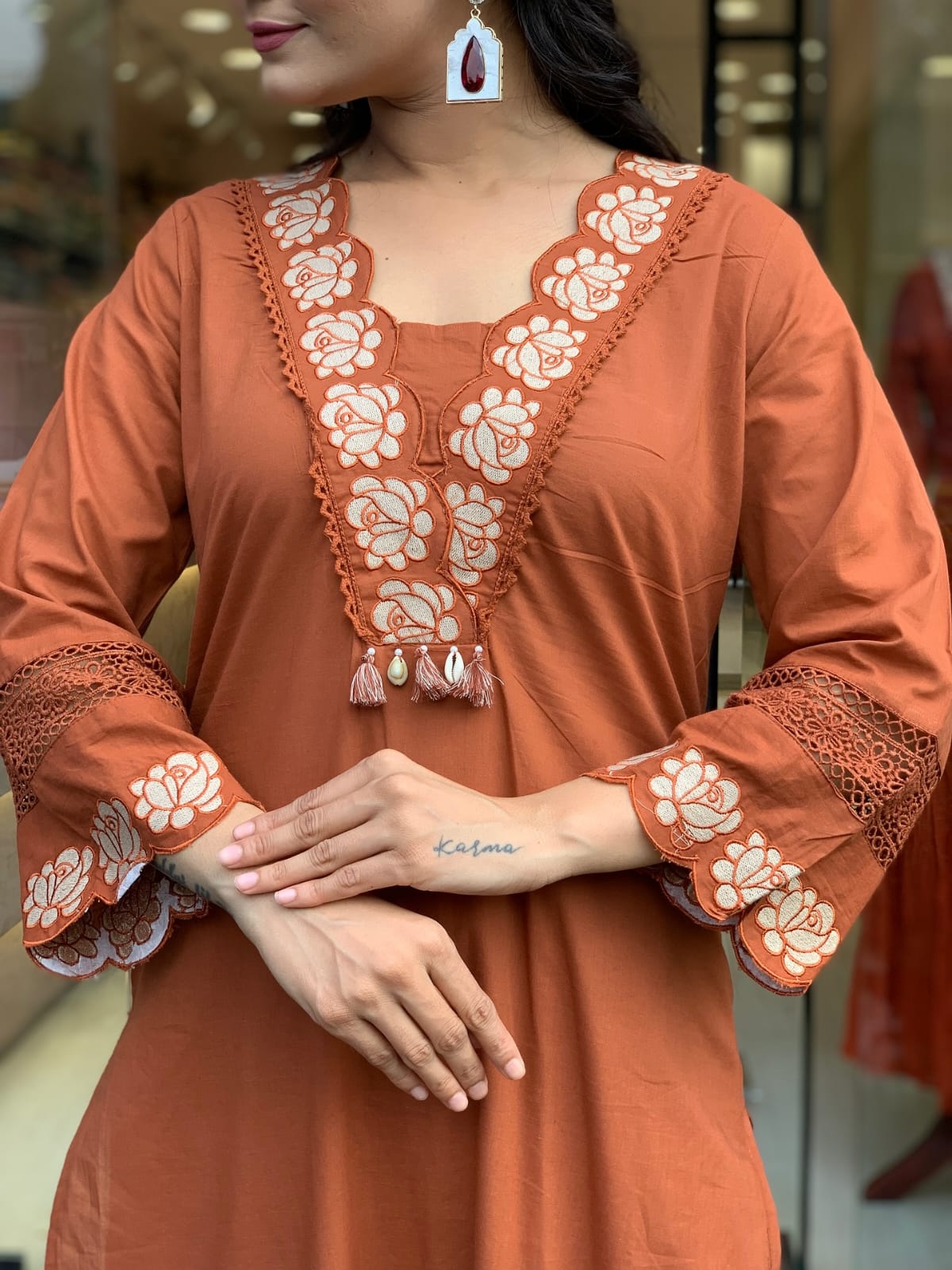 🌹🌹Pure fine Cotton fabric Kurti with Pant with cotton 100-100 Dupatta🌹🌹 (SWRED606)
