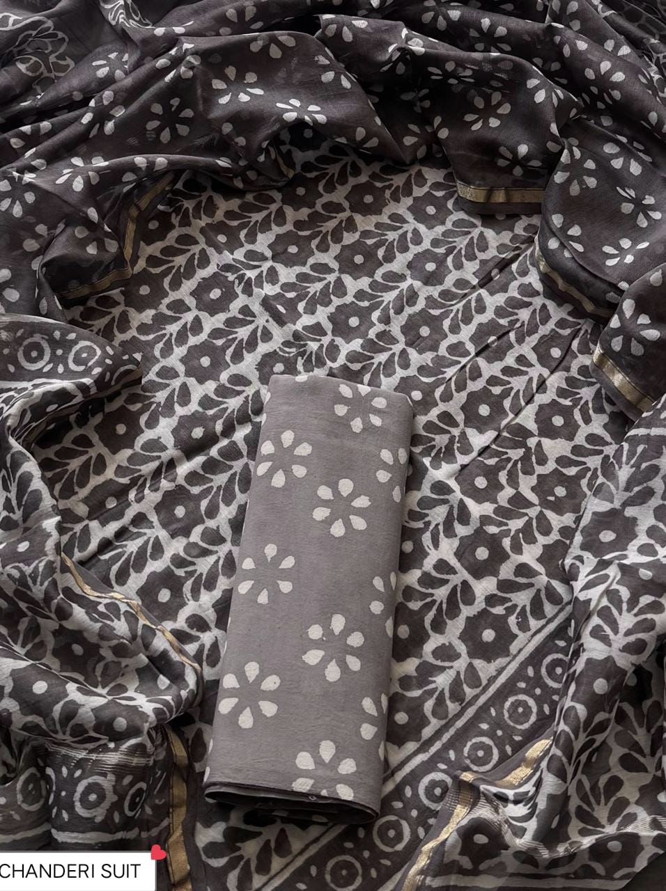 CHANDERI SILK SUIT WITH CHANDERI SILK DUPATTA 15