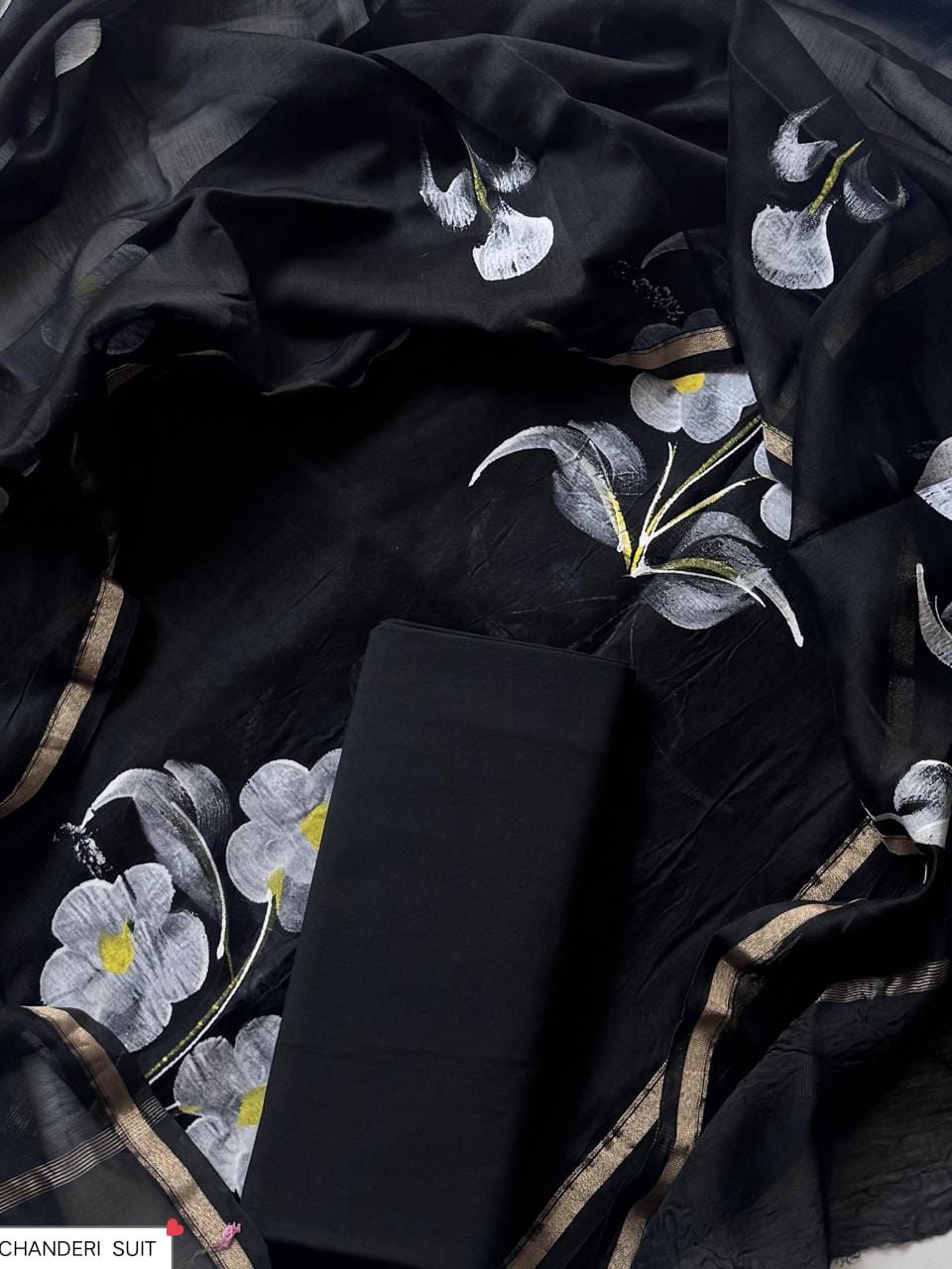 CHANDERI SILK SUIT WITH CHANDERI SILK DUPATTA