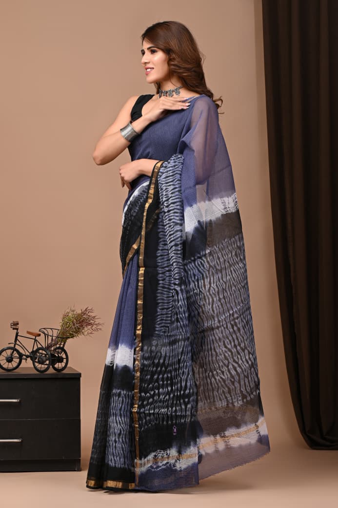 Exclusive hand Block Printed Kota Doria Saree (SWSRKO05)