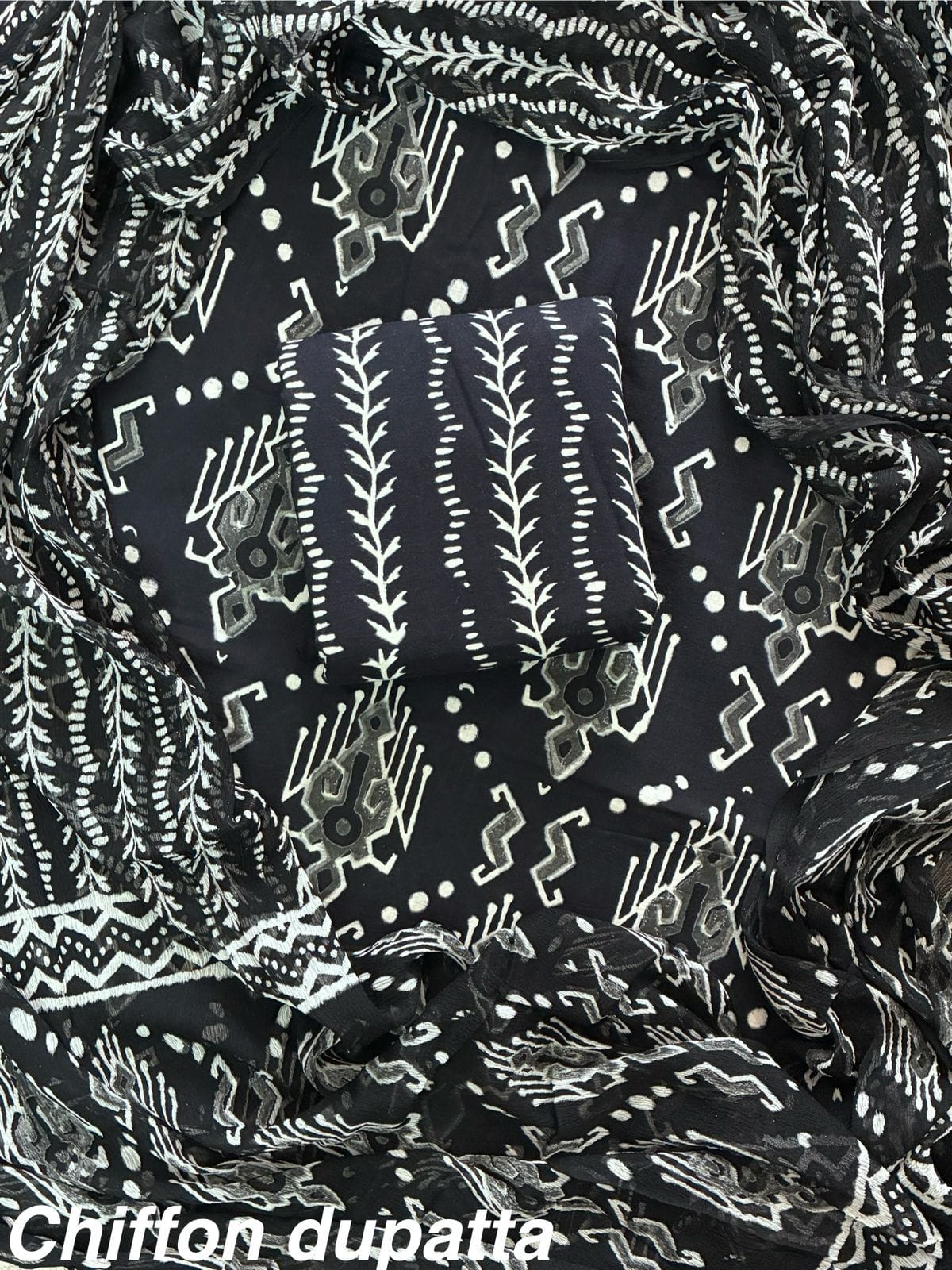 New Premium Hand Block Print Cotton Suit Set with Chiffon Dupatta(WACFCOTMU53)
