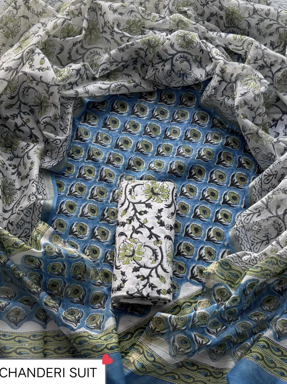 CHANDERI SILK SUIT WITH CHANDERI SILK DUPATTA 11