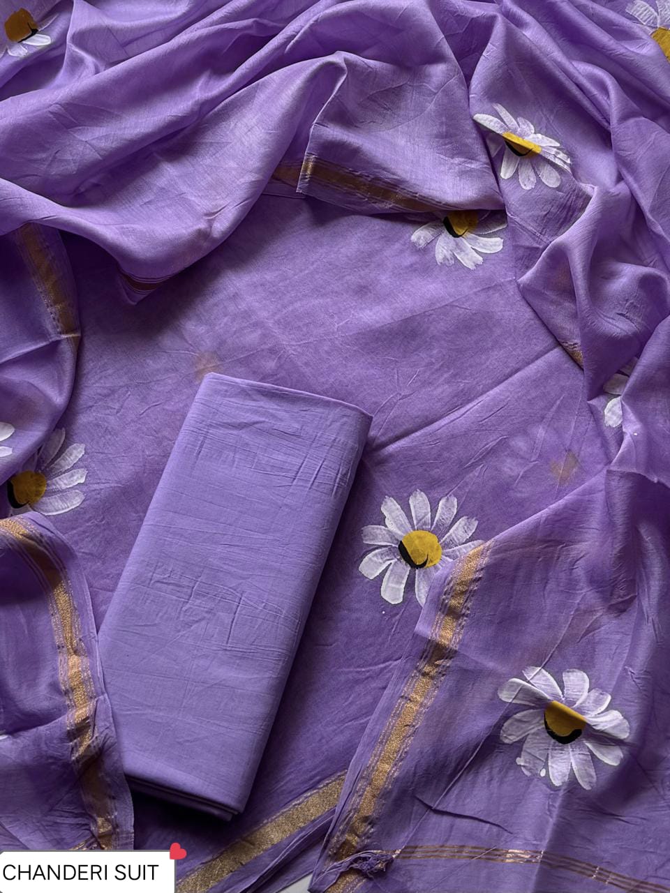 CHANDERI SILK SUIT WITH CHANDERI SILK DUPATTA