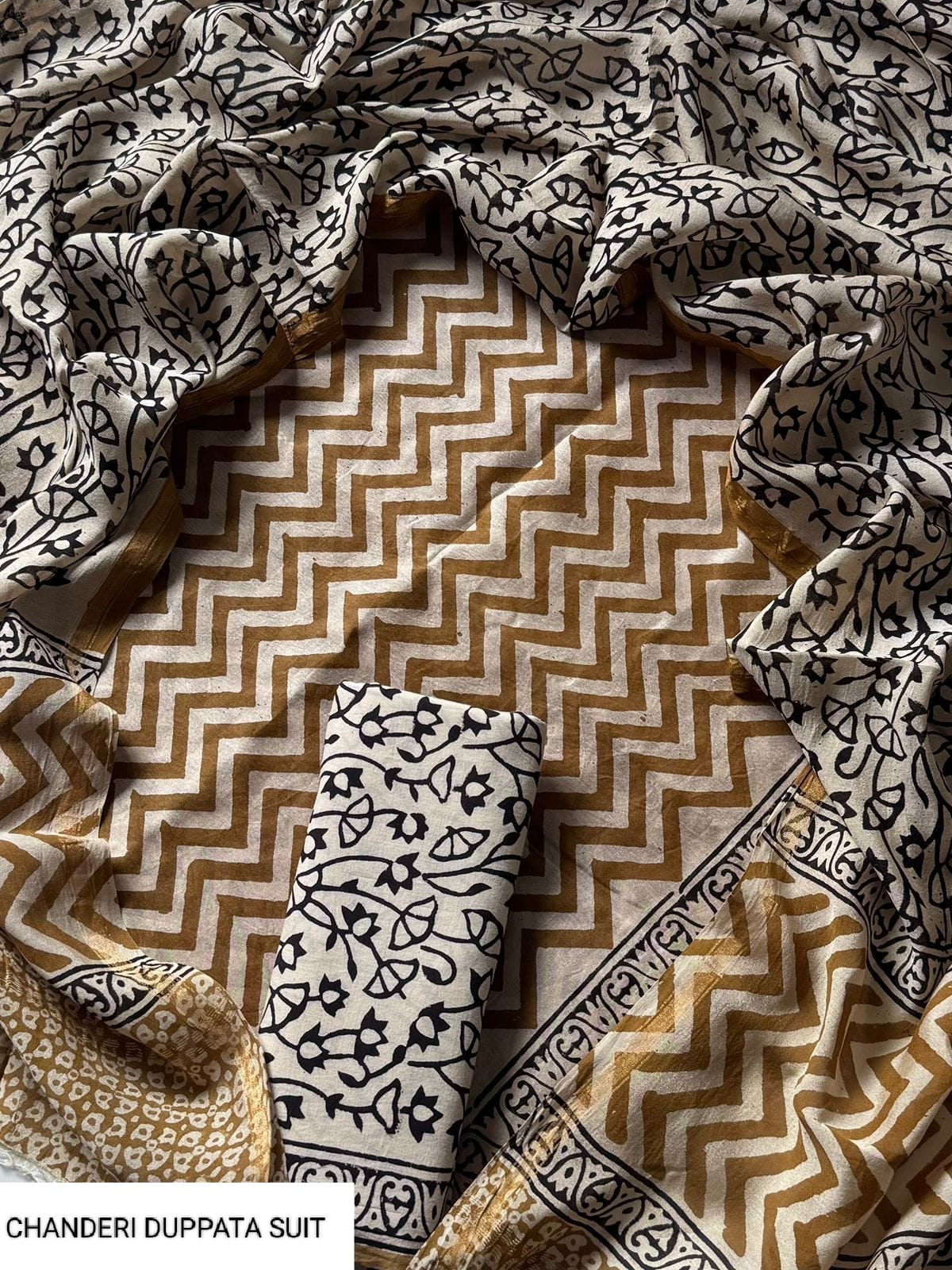 CHANDERI SILK SUIT WITH CHANDERI SILK DUPATTA