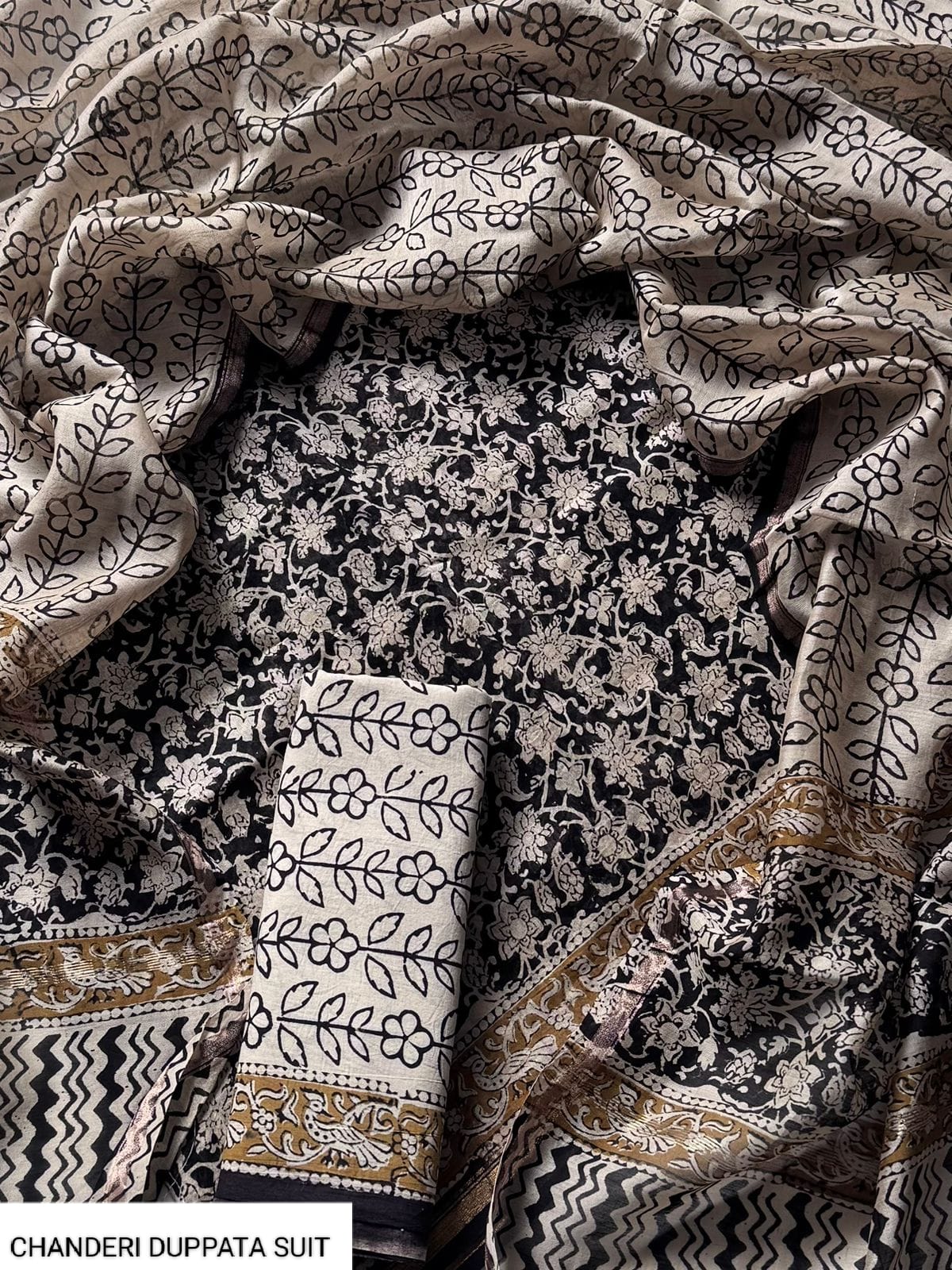 CHANDERI SILK SUIT WITH CHANDERI SILK DUPATTA