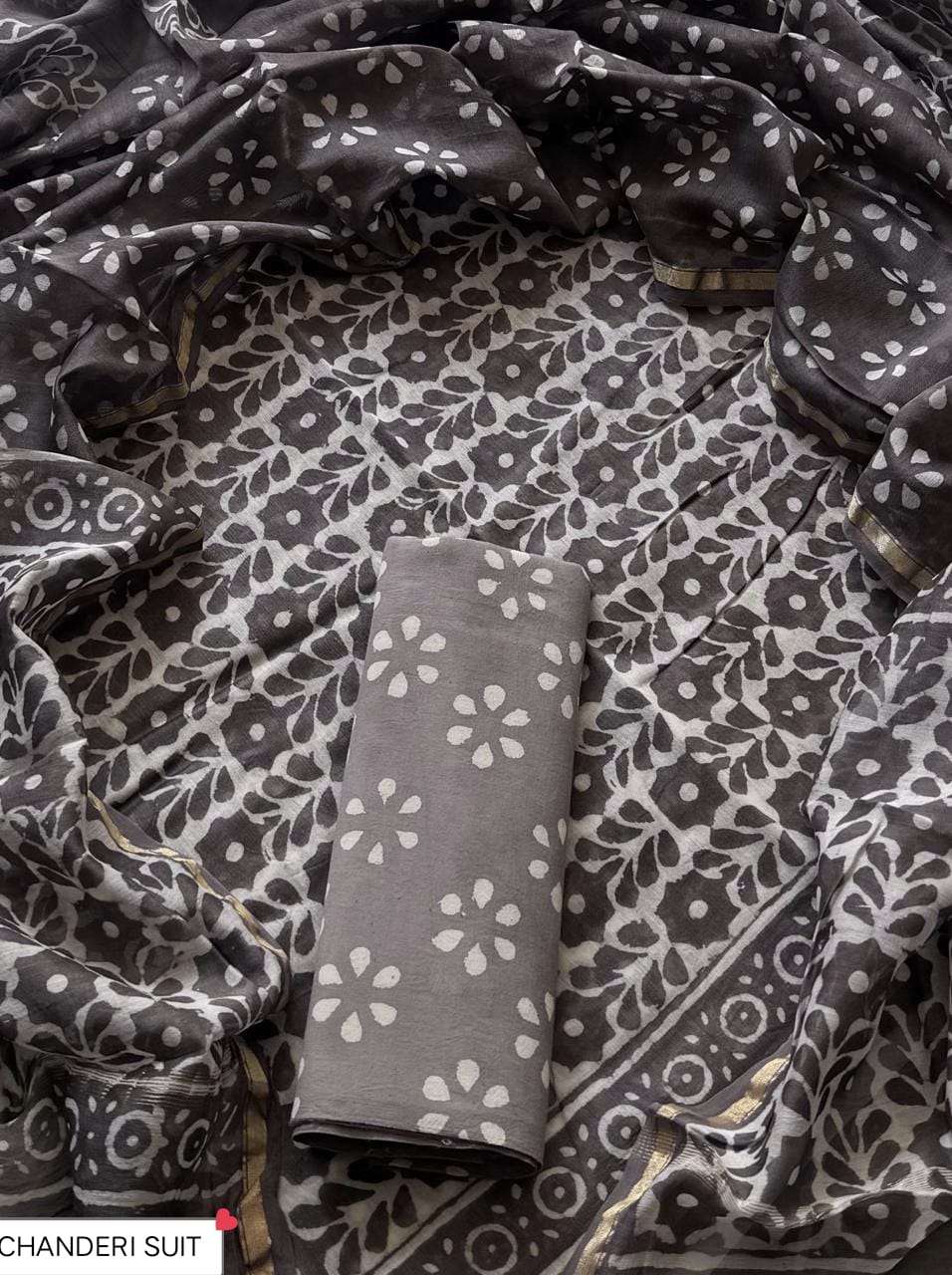 CHANDERI SILK SUIT WITH CHANDERI SILK DUPATTA