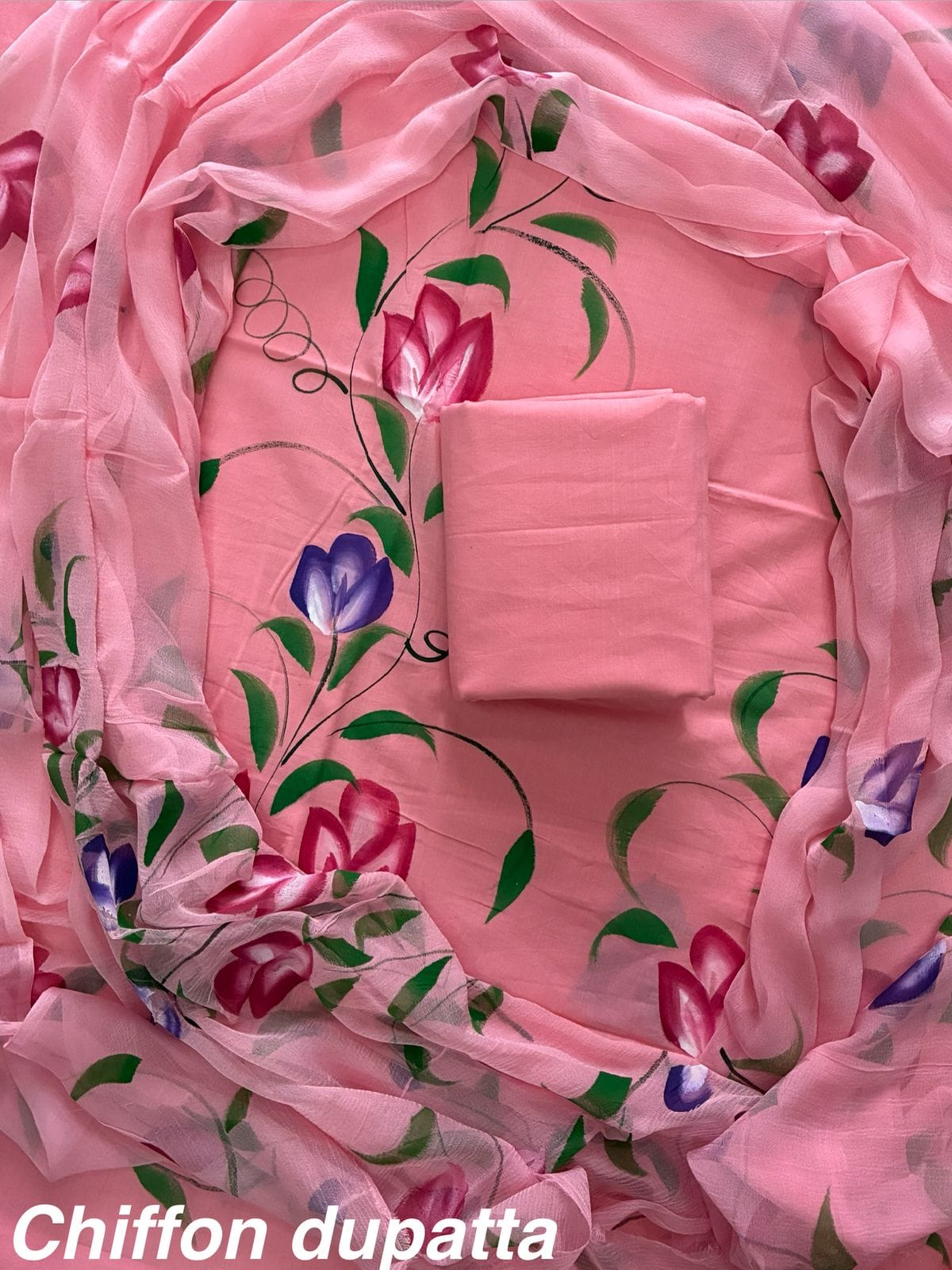 Exclusive Hand Block Print Cotton Suit Set with Chiffon Dupatta(WACFCOTMU28)