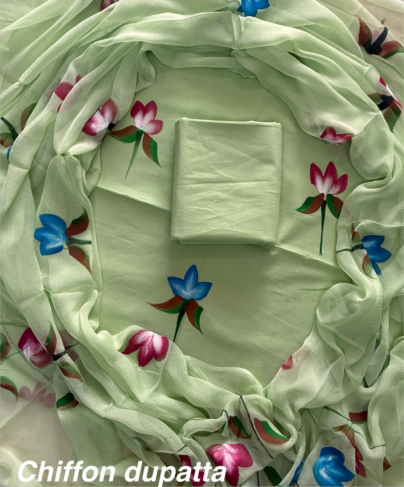 JAAL HAND BLOCK PRINT COTTON SUIT SET WITH CHIFFON DUPATTA(WACFCOTMU02)