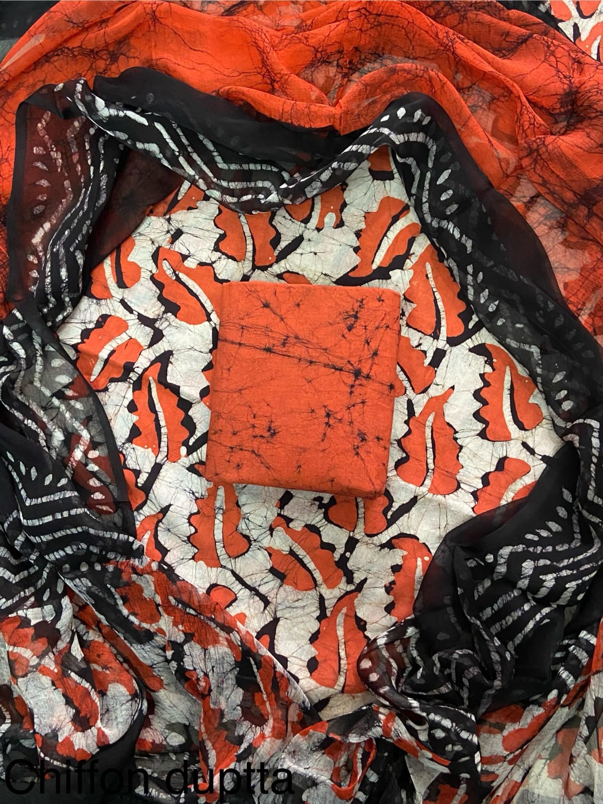 JAAL HAND BLOCK PRINT COTTON SUIT SET WITH CHIFFON DUPATTA(WACFCOTMU131)