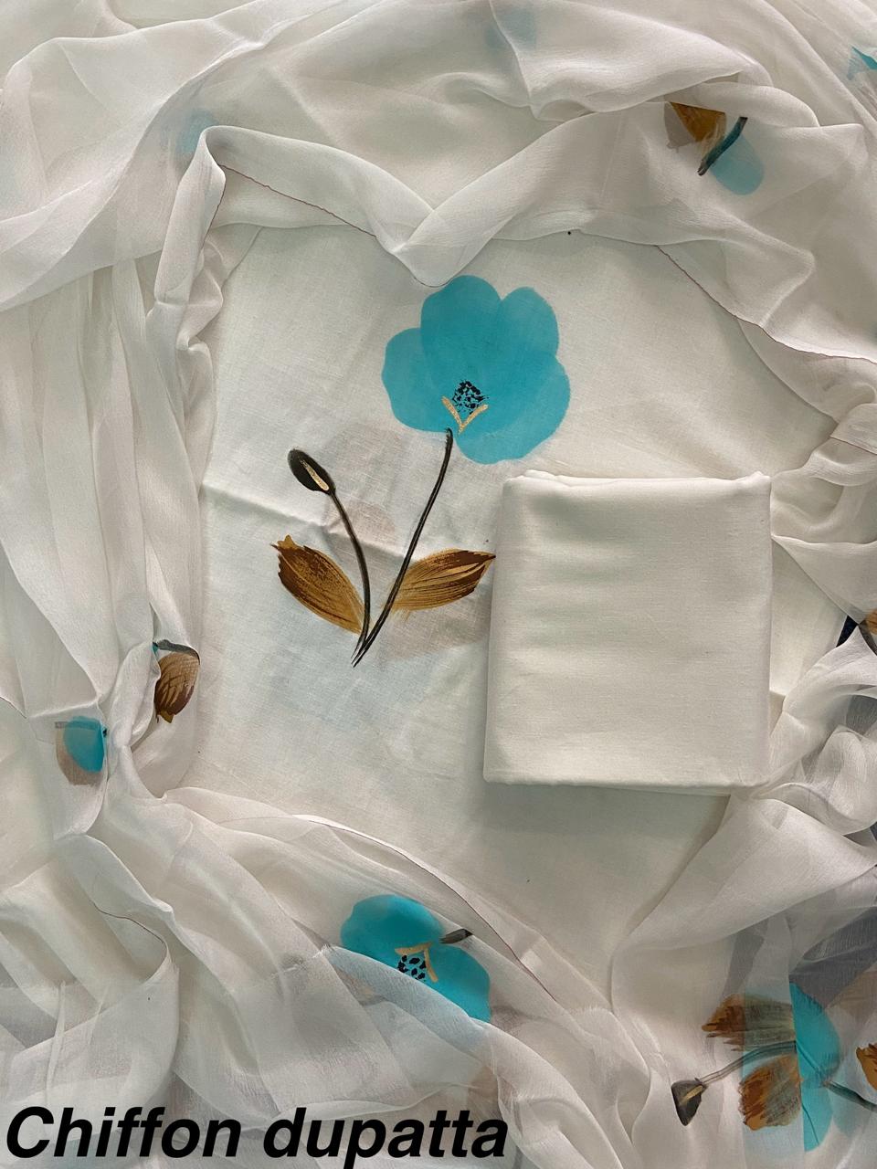 JAAL HAND BLOCK PRINT COTTON SUIT SET WITH CHIFFON DUPATTA(WACFCOTMU125)