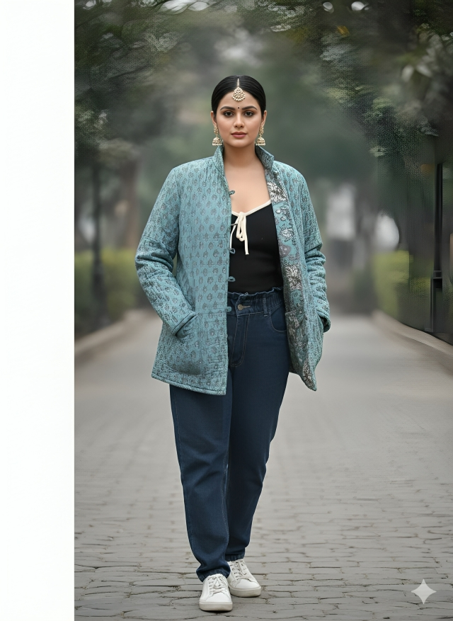 Presenting Jaipuri printed Women's Wear Quilted Full Sleeves JACKETS (JAC13)