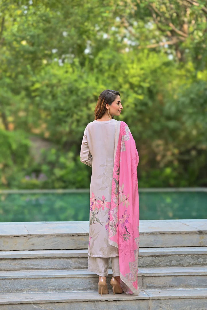 Launching Mahi Jaipur's Ultra Fine 3 Pcs Kurti cum Suit Sets In Premium Muslin Fabrics. (NFRSD02)