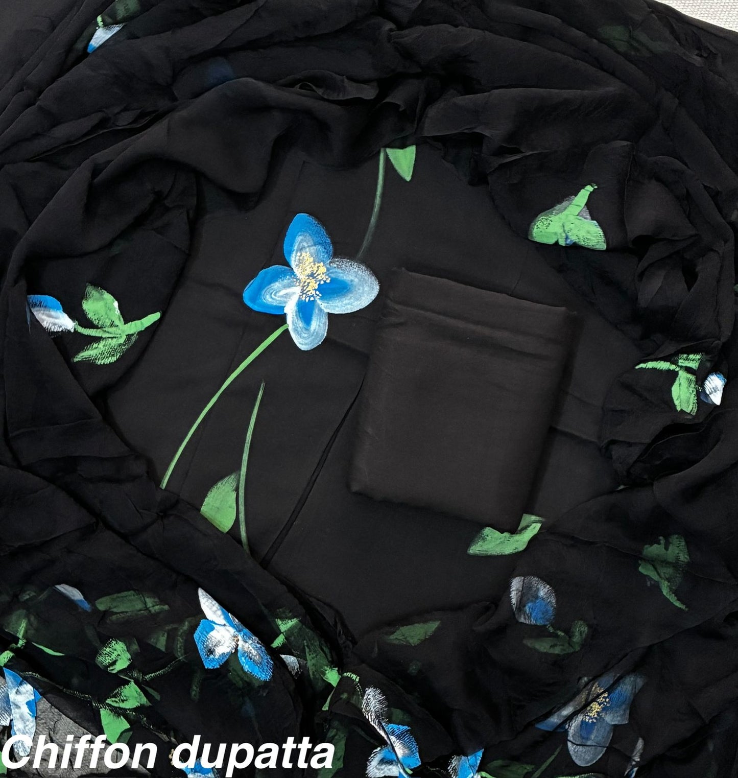 Exclusive Hand Block Print Cotton Suit Set with Chiffon Dupatta(WACFCOTMU28)