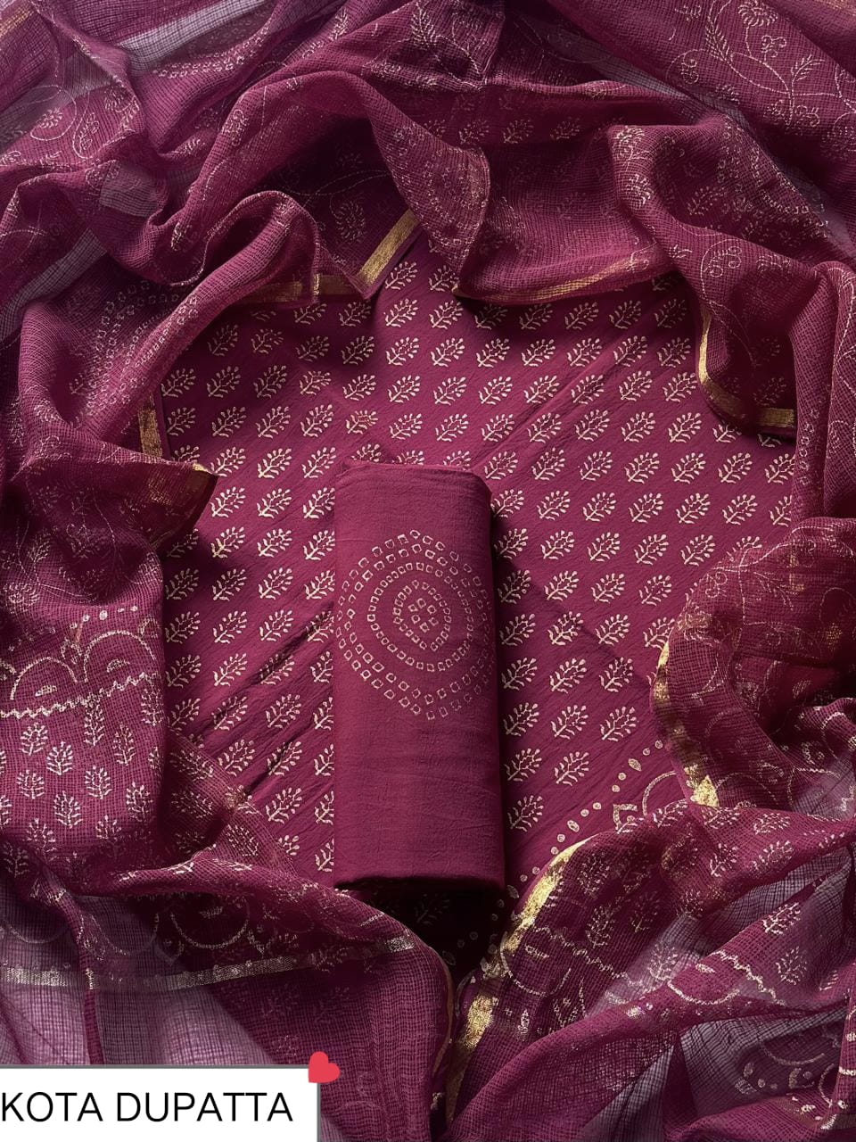 Suits Wala Hand Block Print Cotton Suit Set with Kota Doria Dupatta WAKOTMU22