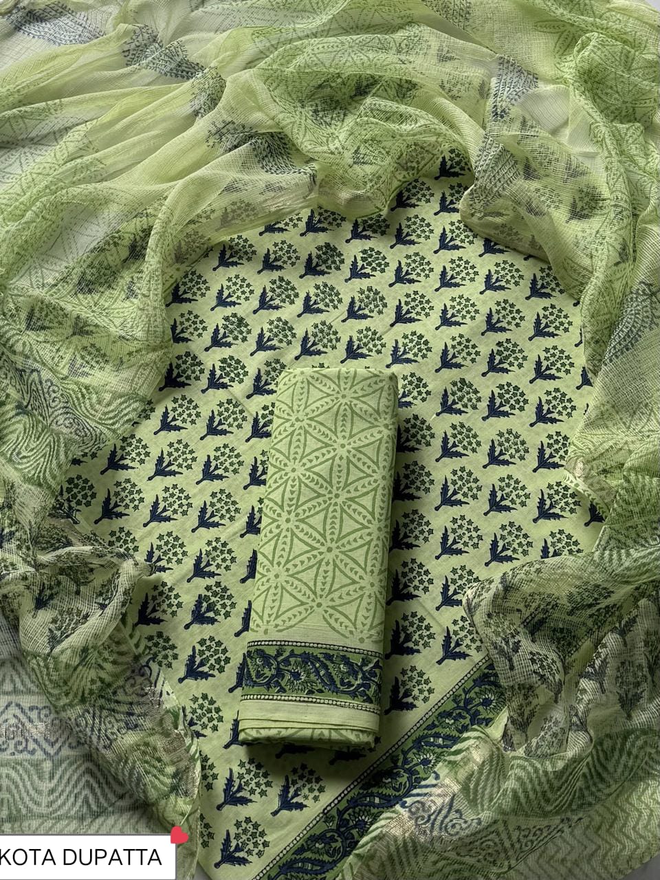 Suits Wala Hand Block Print Cotton Suit Set with Kota Doria Dupatta WAKOTMU30