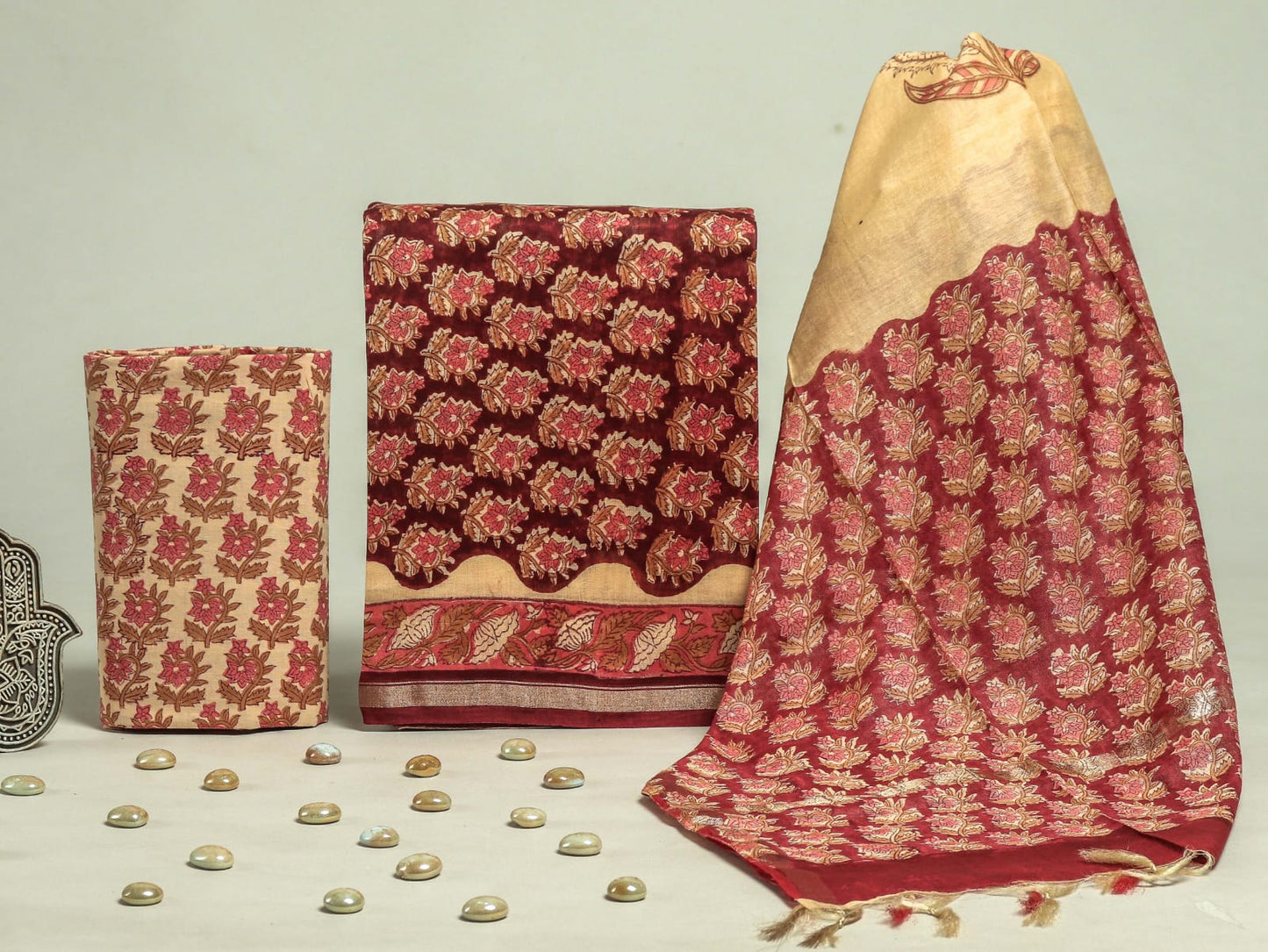 CHANDERI SILK SUIT WITH CHANDERI SILK DUPATTA