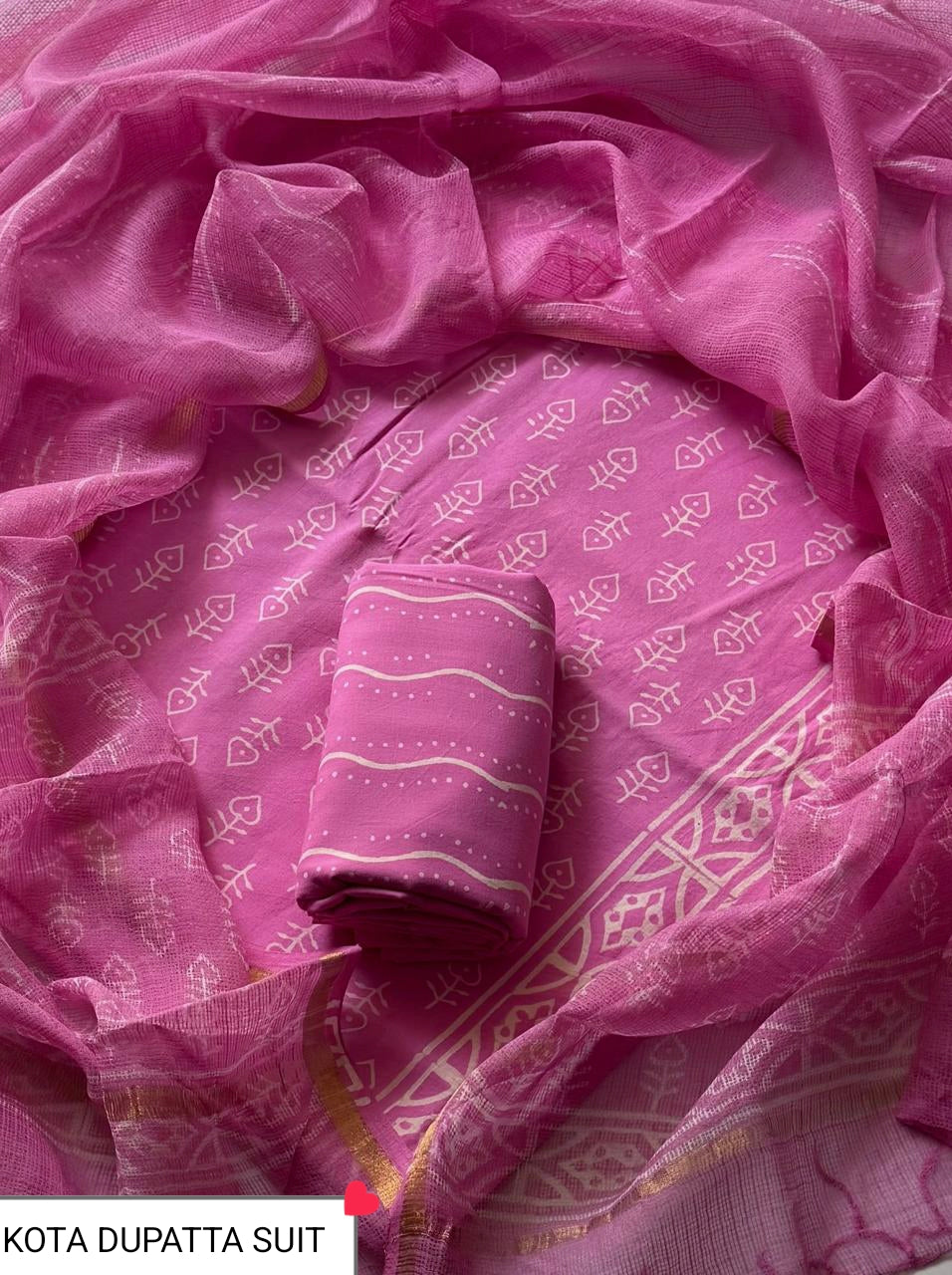 Suits Wala Hand Block Print Cotton Suit Set with Kota Doria Dupatta WAKOTMU30