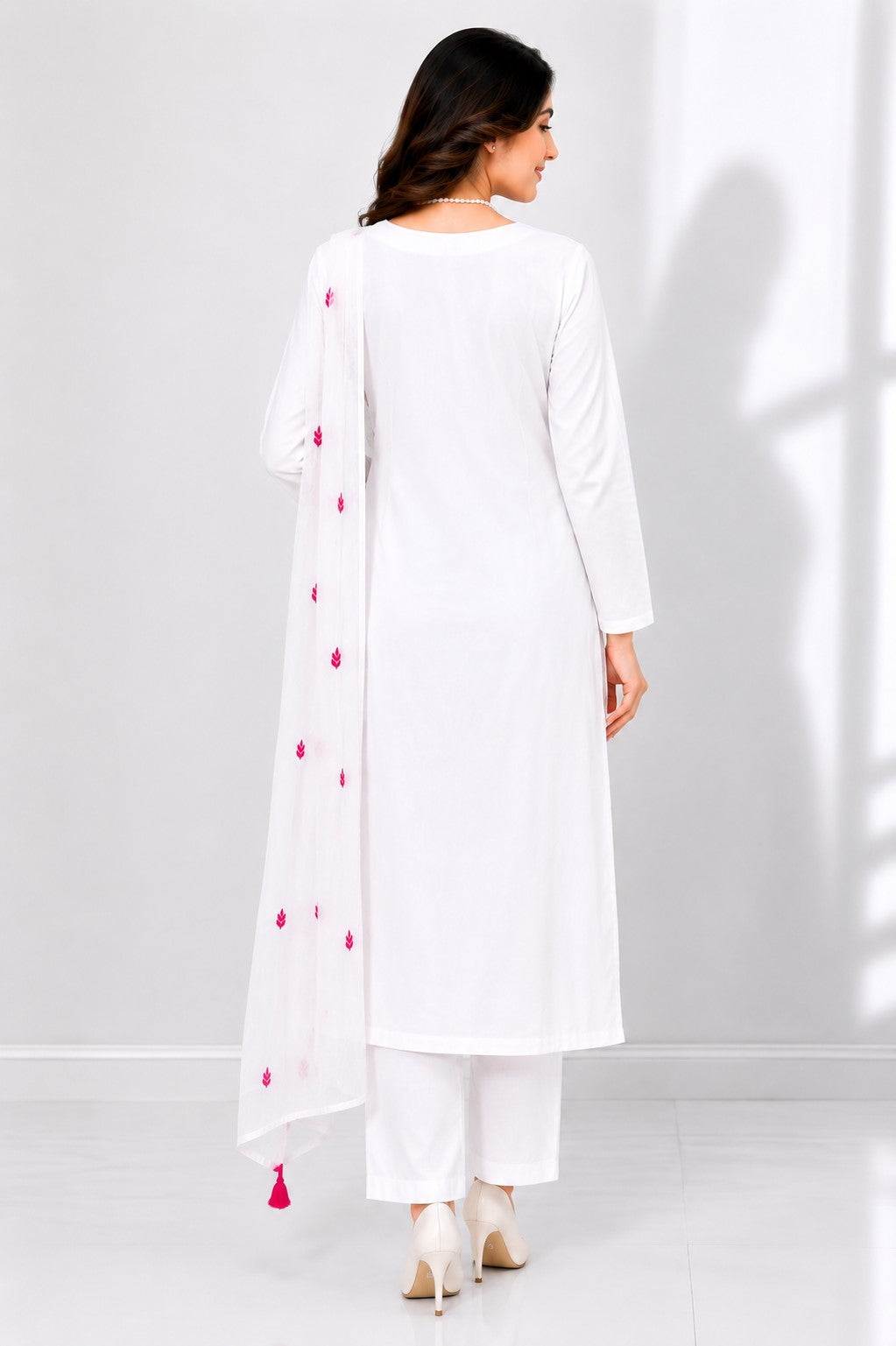 Women's Floral Embroidered Cotton Suit Set with Dupatta (RRRD49)
