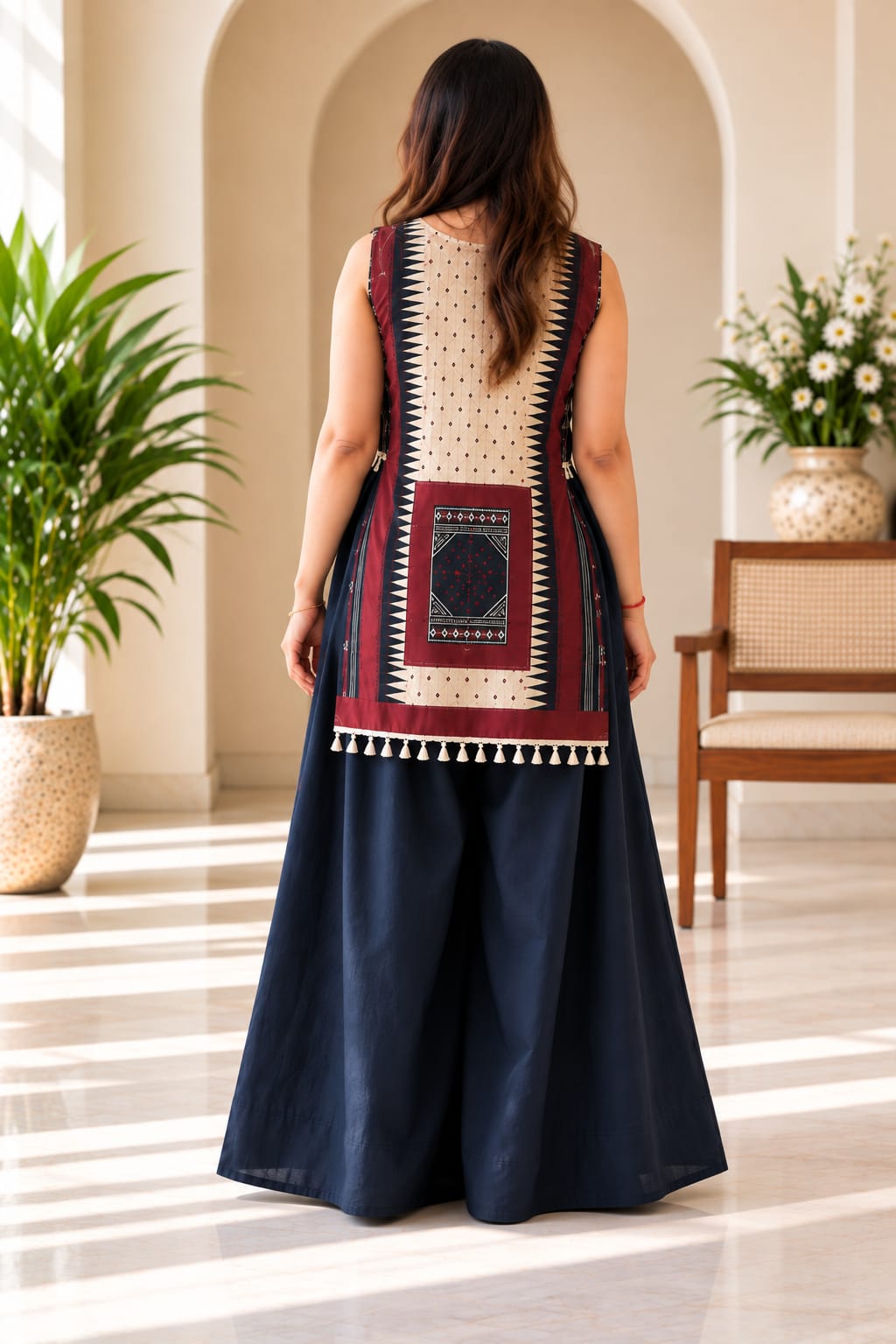 Printed Kurta Set with Wide-Leg Palazz (RD77)