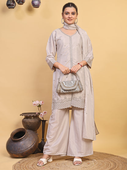 Elegant Grey Ethnic Wear Suit Set with Matching Dupatta (RRRD55)