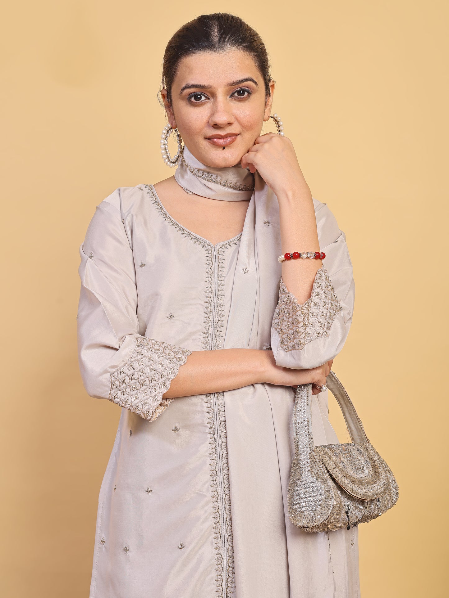 Elegant Grey Ethnic Wear Suit Set with Matching Dupatta (RRRD55)