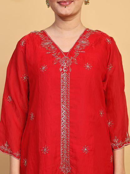 Elegant Red Designer Kurta Palazzo Set (RRRD57)