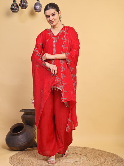 Elegant Red Designer Kurta Palazzo Set (RRRD57)