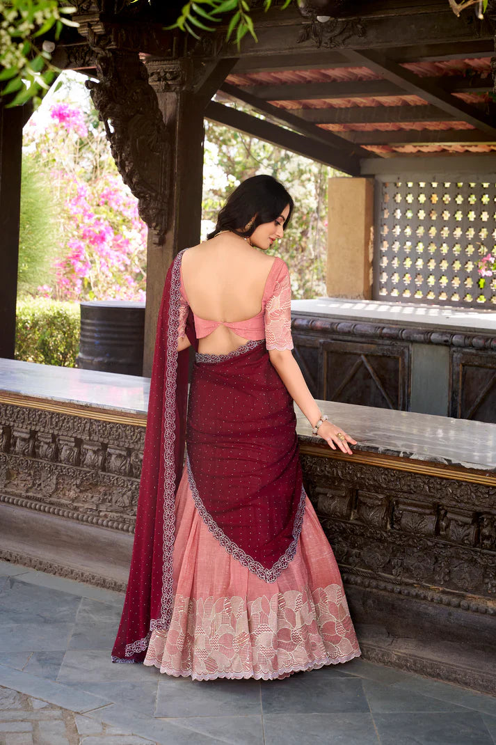 SILVER GLOSY EMBROIDERED WITH HOTFIX LEHENGA CHOLI WITH DUPATTA(WD89)