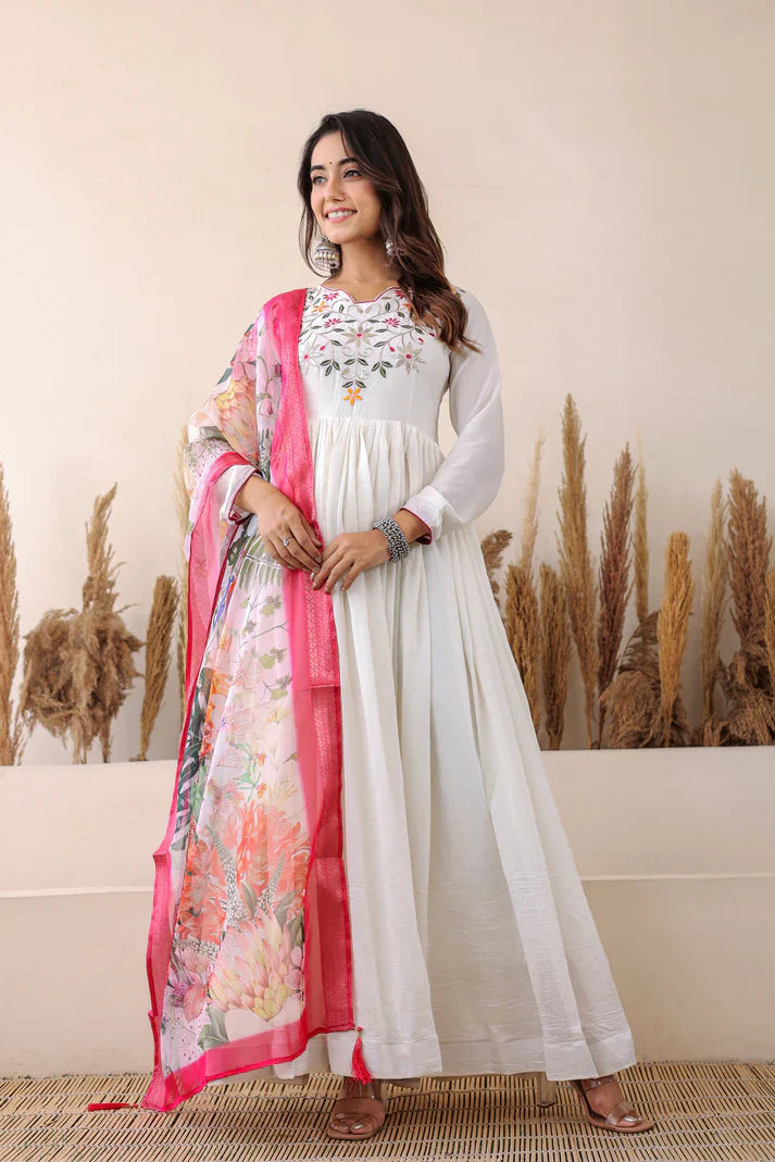 FESTIVAL SPECIAL CHINON GOWN WITH DUPATTA(WD46)