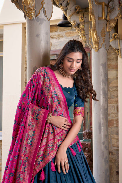 FESTIVAL SPECIAL TUSSAR SILK LEHENGA CHOLI WITH DUPATTA (WDN106)