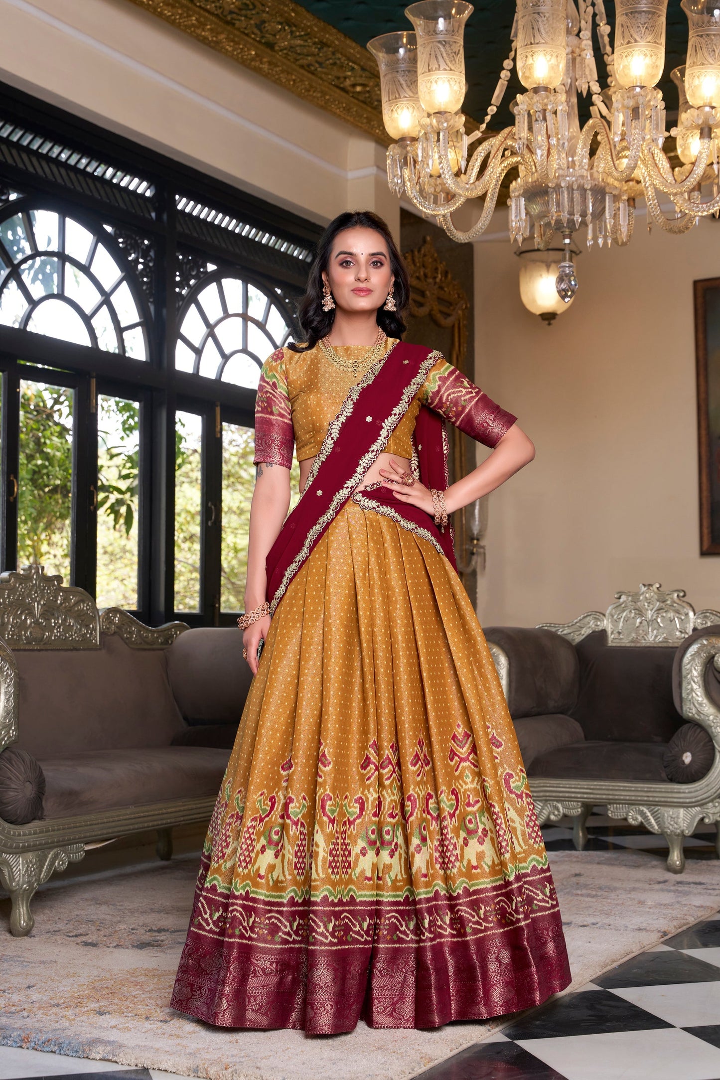 KANCHIPURAM PRINTED LEHENGA CHOLI WITH DUPATTA (WDN94) 02