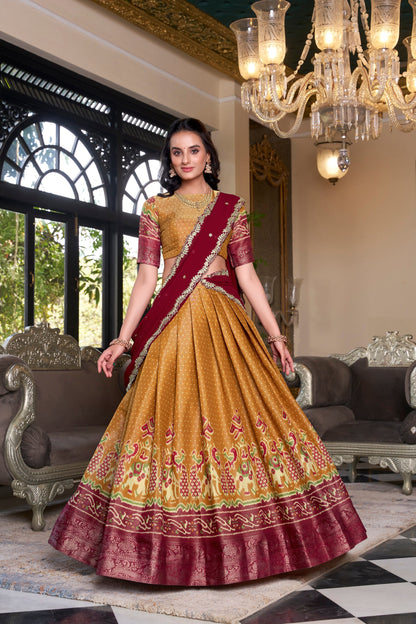 KANCHIPURAM PRINTED LEHENGA CHOLI WITH DUPATTA (WDN94) 02