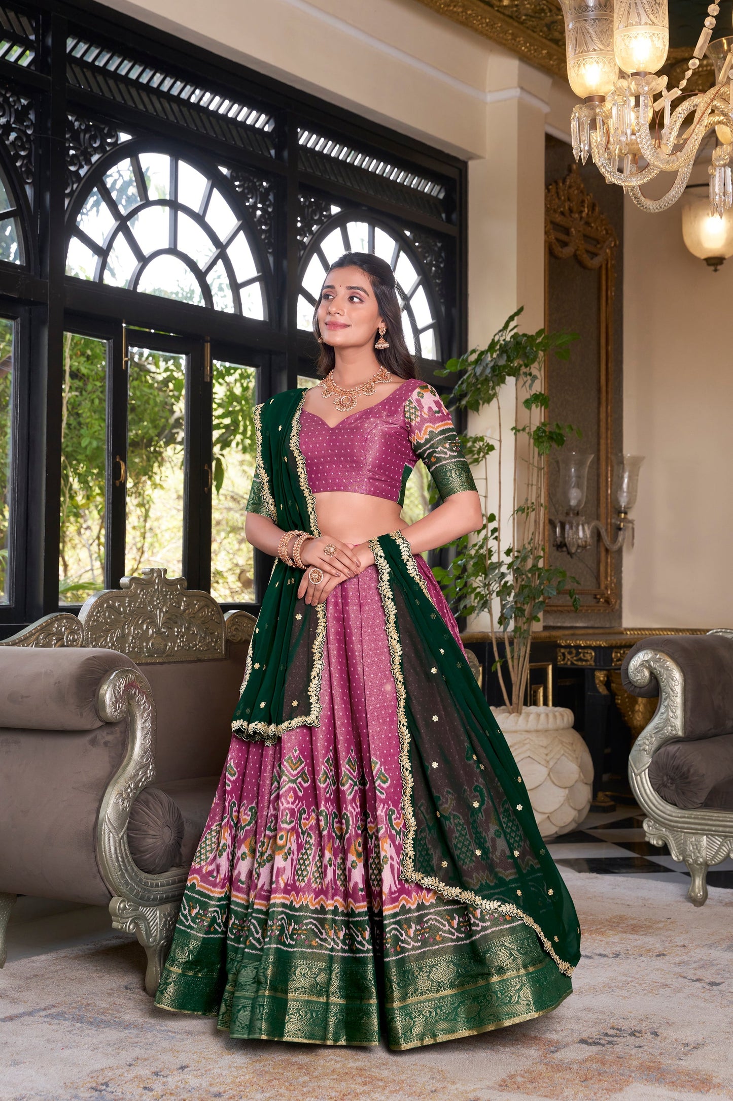 KANCHIPURAM PRINTED LEHENGA CHOLI WITH DUPATTA (WDN94) 03