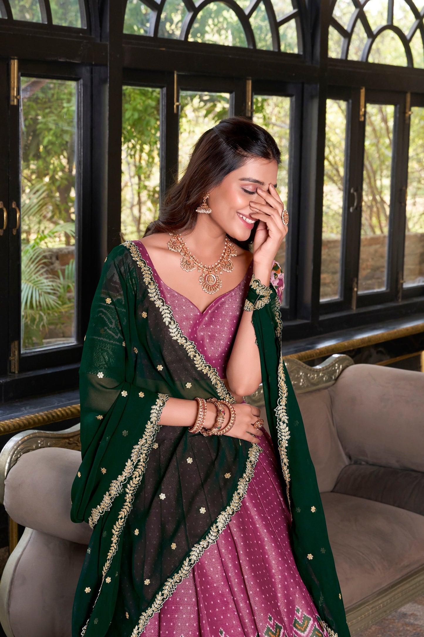 KANCHIPURAM PRINTED LEHENGA CHOLI WITH DUPATTA (WDN94) 03